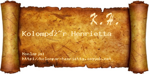Kolompár Henrietta névjegykártya